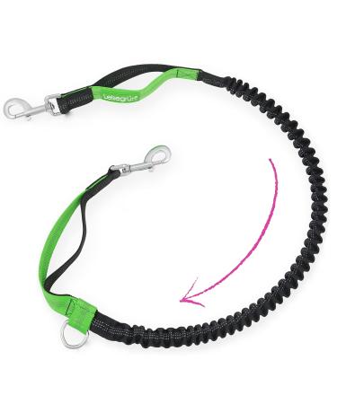 Leisgr n BungeLeine for large dogs up to 60 kg - elastic dog leash for jogging line - length 125 cm to 175 cm - width 25 mm Bunge leash for large dogs up to 60 kg black