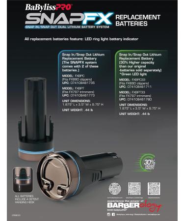 BaBylissPRO SNAPFX Clipper & Trimmer Batteries | High Capacity for Professional Use - International Shipping Available - Buy Online on GoSupps.com
