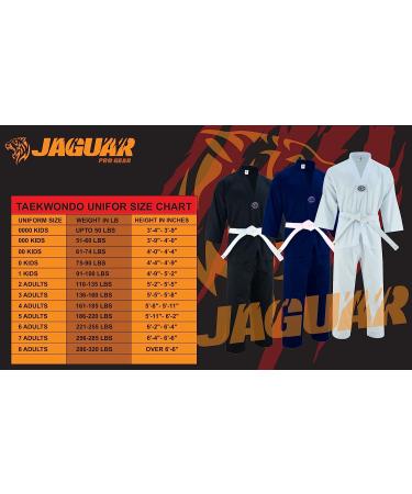 Jaguar 2023 Taekwondo Gi Uniform Set 8oz Ultra Light TKD Suit with Belt - White 0000 for Kids & Adults - Buy Online on GoSupps.com