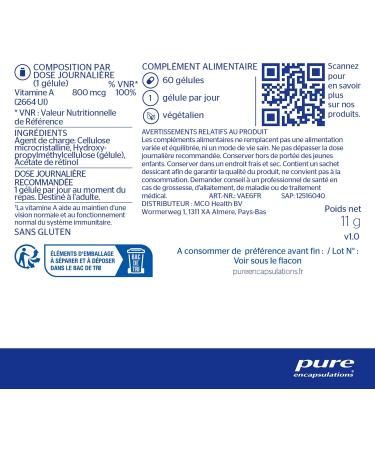 Pure Encapsulations - Vitamin A - Immunity and Vision - 60 Capsule - Buy Online on GoSupps.com