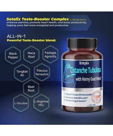 SOTALIX Cistanche Tubulosa Supplement 12,000MG with Horny Goat Weed - Strength, Stamina, Brain Health Support - Made in USA - Buy Online on GoSupps.com