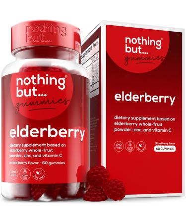 * Elderberry Gummies  Sambucus - Natural Black Elderberry with Zinc and Vitamin C for Adults and Kids  Supplement and Vegan  60 Elderberry Immune Support Gummies
