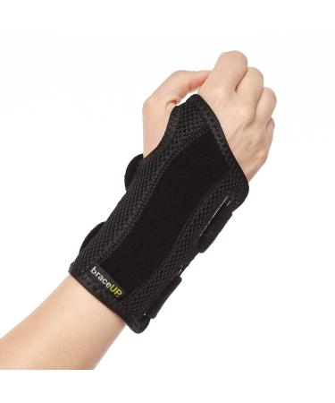 BraceUP Wrist Splint for Carpal Tunnel Right Left Hand Wrist Support for Women and Men  Daytime and Night Use  Wrist Brace for Pain Relief and Arthritis - Right Wrist (S/M) Small/Medium (Pack of 1) Right Hand