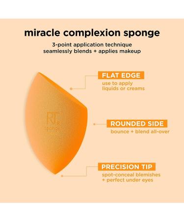 Real Techniques Miracle Complexion Sponge Makeup Blending Sponge For Liquid and Cream Foundation Offers Light To Medium Coverage Natural Dewy Makeup Orange Sponge Latex-Free Foam 1 Count - Buy Online on GoSupps.com