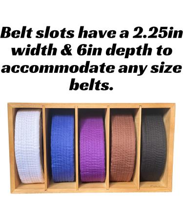 Brazilian Jiu Jitsu Belt Display | Pine Belt Box | BJJ Belt Rack for 5 Belts | from White to Black Belt Hanger | Martial Arts Belt Holder Case | Gifts for Jiu Jitsu Practitioners | OSS - Buy Online on GoSupps.com