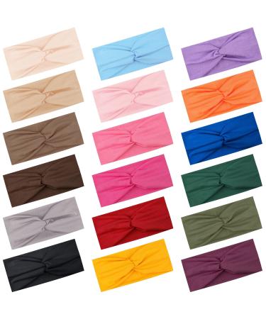 Feqo 18 piece of hair band Elastic women's front ligaments Bnoted headband headband Turban Elastic hair accessories knot head bands for yoga sport fitness 18 colors classic color - Buy Online on GoSupps.com