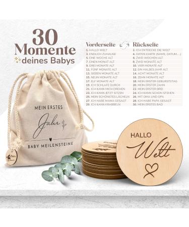 Holz Meilensteinkarten f r Babys 30 edle Holzscheiben als Geschenk zur Geburt oder Babyparty f r werdende M tter und Eltern - Buy Online on GoSupps.com