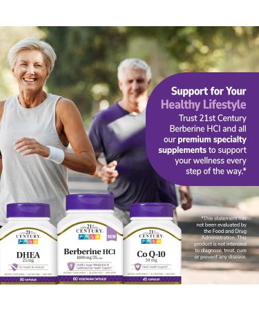 21st Century Berberine HCl 1000 mg Per Serving, (60 Count), Helps Support Healthy Sugar Metabolism & Cardiovascular Health, Vegan, Non-GMO, Gluten Free, Berberine Supplement, 30 Servings - Buy Online on GoSupps.com