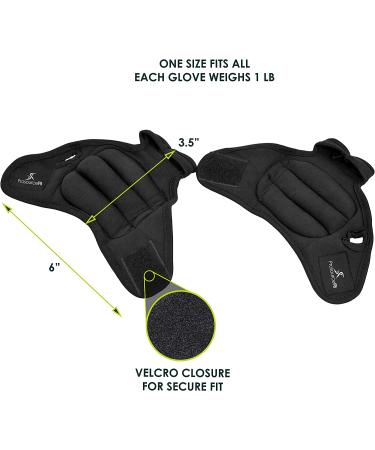 Prosource Fit 2 lb Weighted Gloves for Cardio Workouts - Neoprene Hand Weights, Black (Pair) - Buy Online on GoSupps.com