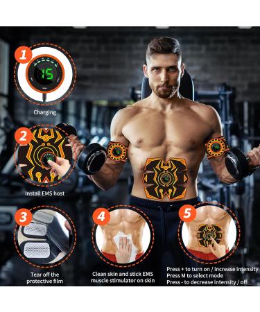 Buy EMS Abdominal Muscle Trainer - Fast & Effective Full Body Workout | 6 Modes 15 Intensities 10 Replacement Pads | International Shipping Available - Buy Online on GoSupps.com