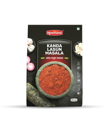 Khomane 100% Natural Kanda Lasun Masala Powder No Preservatives & No Artificial Color - 200 gm (Pack of 1)