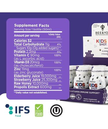 BEE and You Kids Immune Support Supplement 100% Natural Propolis Vitamin C Elderberry Raw Honey Antioxidants Alternative to Gummies Great Taste 12 Pack 1.69 fl. oz Each - Buy Online on GoSupps.com
