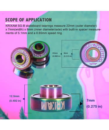 KRIXAM SG-B Skateboard Bearings with Black Ceramic  Longboard Bearings with Built in Spacers (Pack of 8) - Buy Online on GoSupps.com