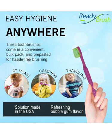 READYBRUSH JR 30 Reusable Kids Toothbrushes with Bubblegum Toothpaste - Bulk Individually Wrapped Travel Toothbrushes Made in the USA - Buy Online on GoSupps.com