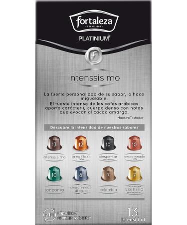  Fortaleza Coffee Fortaleza Platinum - Compatible Nespresso Capsules in Aluminium Sabor Intenssisime Special Coffee Espresso 100% Arabic Pack of 8 x 10 - Total 80 Units - Buy Online on GoSupps.com