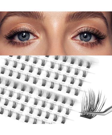 Lash Clusters DIY Eyelash Extension 80 Clusters Lashes 10mm 12mm 14mm 16mm Mix 3D Effect Eyelash Easy to Apply at Home 10MM CROSS