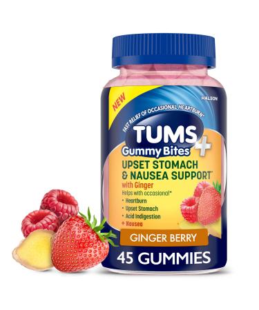 TUMS Plus Upset Stomach & Nausea Support Dietary Supplement Ginger Berry - 45 Count