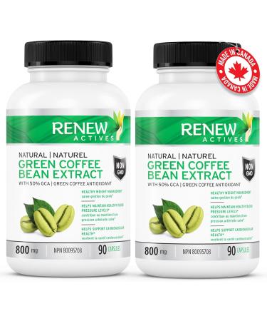 Renew Actives Coffee Bean Extract: 800mg Green Coffee Bean Extract Capsules for Weight Management Programs. Helps Support Cardiovascular Health & Provides Antioxidants - Vegan Supplement with 50% GCA - 90 Capsules. NON-GMO. Free of Dairy Soy & Sugar. (2 P - Buy Online on GoSupps.com