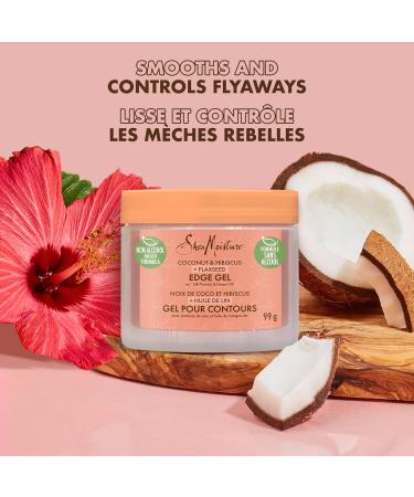 Shea Moisture Edge Gel Paraben-Free Hair Styling Coconut & Hibiscus + Flaxseed with Coconut Oil Silk Protein and Neem Oil 99 g - Buy Online on GoSupps.com