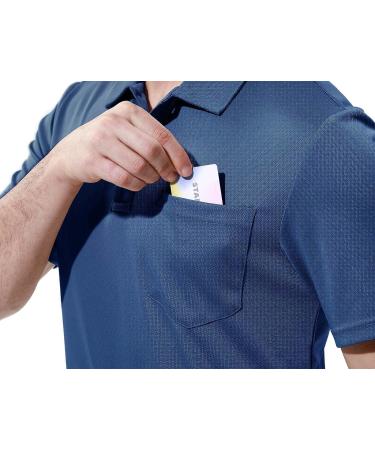 TBMPOY Men's Quick Dry Polo Shirt with Pocket - Dark Grey Blue - XX-Large - Buy Online on GoSupps.com