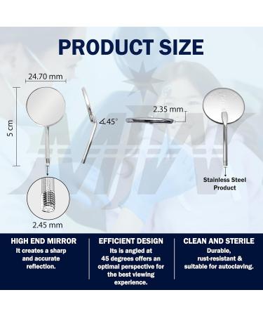 Professional Dental Mirror Attachments - 12 Pack 2.4 cm Stainless Steel Grip Mirrors for Tooth Cleaning & Mouth Hygiene Inspection - Buy Online on GoSupps.com
