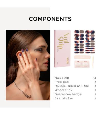 NAILOG Semi Cured Gel Nail Strips 34 pcs Salon-Quality Gel Nail Stickers Long Lasting Nail Wraps for Women with Soft Gel Finish Milky Way - Buy Online on GoSupps.com