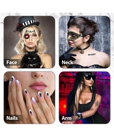 6 Sheets Face Gems Temporary Stick on Black Rhinestone Jewels for Women and Kids - Stylish Party Costume Accessory - Buy Online on GoSupps.com