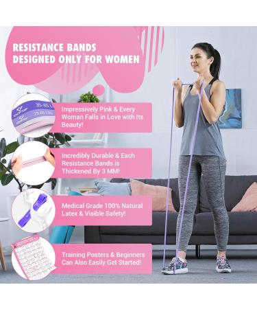 Pull Up Resistance Bands for Women - Dark Purple Exercise Bands with Training Poster | Home Gym Fitness & Physical Therapy - Buy Online on GoSupps.com