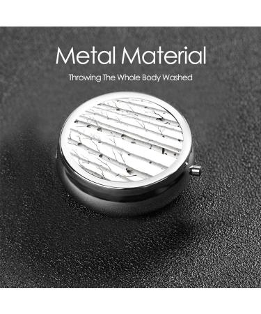 Birch Tree Round Pill Box - 3 Compartment Mini Decorative Travel Organizer for Vitamins & Medication - Buy Online on GoSupps.com
