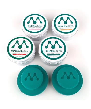 Mineralized Magnesium Body Powder & Deodorant | Zero Aluminum Baking Soda Talc | Full Body Magnesium Deodorant Antiperspirant for Women and Men 4-Pack Sandalwood Cherry Unscented Grapefruit 1 Ounce (Pack of 4) Most Popular: Sandalwood Cherry Blossom Pink 