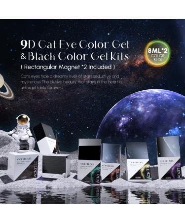 Aokitec 2 Colors Cat Eye Gel Nail Polish - Green & Yellow | 9D Magnetic UV LED Gel Varnish for Salon & Home DIY Nails - Buy Online on GoSupps.com