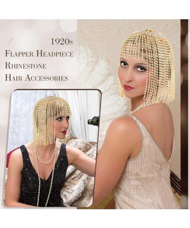 1920s Rhinestone Headpiece: Gold Flapper Cap for Women - Perfect for Belly Dance, Bridal, Party - Buy Online on GoSupps.com