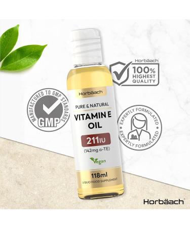 Vitamin E Oil 211iu | 2 Pack | 236 mL | High Strength Vegan Food Supplement | Natural Vitamin E Oil | By Horbaach 118 ml (Pack of 2) - Buy Online on GoSupps.com