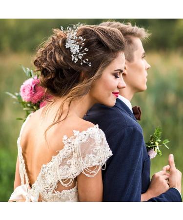 Bridal Flower Side Hair Clips Clysburtuony Pearl Hair Pieces Comb Bridal Headpiece for Brides Hair Comb Wedding Prom Birthday Party Hair Accessories (Style-A) - Buy Online on GoSupps.com