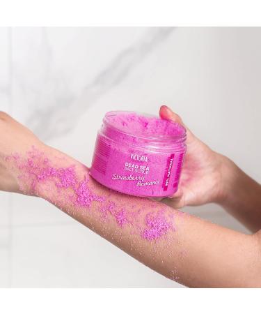 Victoria Beauty Totes Sea Body Peeling - Dead Sea Salt Scrub for Face & Body Natural Strawberry & Vanilla Exfoliator (400g) - Buy Online on GoSupps.com