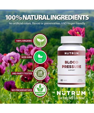 Nutrum Blood Pressure Support Supplement with Hawthorn, Hibiscus, and Garlic - Promotes Healthy Cardiovascular Function - Vitamins & Herbs for Heart Health - Buy Online on GoSupps.com