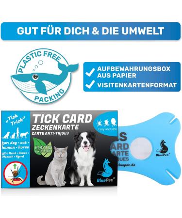Bluepet 2x Tick Card with Magnifying Glass - Effective Tick Remover for Humans & Pets - First Aid Solution for Dogs & Cats - Buy Online on GoSupps.com