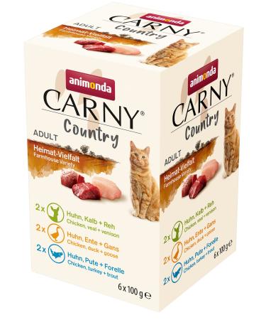 Animonda Carny Adult Country Cat Food Wet Grain Free And Sugar Free for Adult Cats Home Variety 6 x 100 G Home Variety 16.67 G (6 Pack) - Buy Online on GoSupps.com