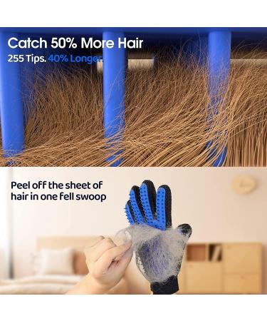 BANSHAN Pet Hair Removal Gloves - 259 Needles Furniture Soft Massage Brush for Cats and Dogs - Long and Short Hair - Blue Right Hand - Buy Online on GoSupps.com