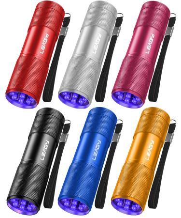LEAGY 6 Pack UV Ultra Violet Blacklight 9 LED Flashlight Torch Light Outdoors Etc Multicolored - Buy Online on GoSupps.com
