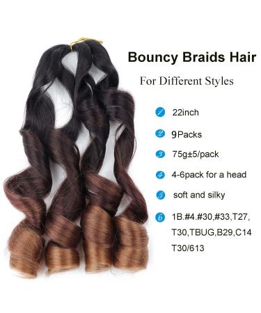 LMZIM 22 French Curl Bouncy Braiding Hair 9 Pack | Pre-Stretched Synthetic Extensions | Wavy Ends | 1b/33/30 - Buy Online on GoSupps.com