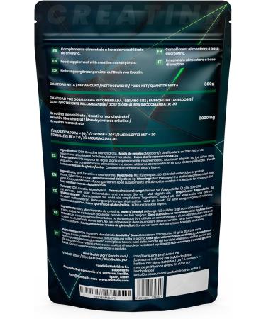 Foodelis Creatine Monohydrate Creapure 300g Powder - 100% Creatine Creapure - Flavorless Non-GMO Pure and No Additives - With Pod Included - High Solubility - Buy Online on GoSupps.com