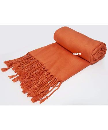 GFM Smooth Shiny Surface Pashmina Style Scarf in Hot Orange - L9 - Buy Online on GoSupps.com