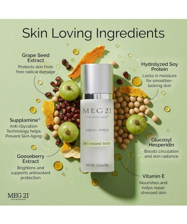MEG 21 Anti-Oxidant Boost Serum for Face Helps Reduce the Look of Dark Spots Wrinkles & Sun-Related Skin Stress Brightening Serum with Vitamin C Rich Gooseberry and Patented SUPPLAMINE (1 oz) - Buy Online on GoSupps.com