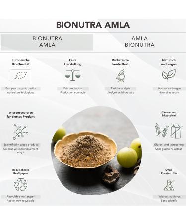 Bionutra AMLA Powder Bio 250g | Organic Indian Gooseberry Vegan Gluten-Free Additive-Free - EU Eco Standard - Buy Online on GoSupps.com