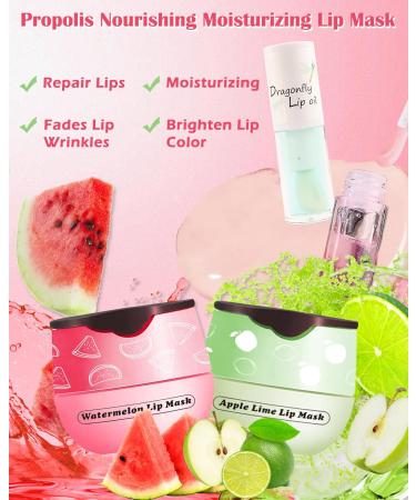 2Pcs Apple Lime Lip Balm Honey Pot Lip Mask & Lip Glowy Oil Lip Care Set Propolis Moisturize & Nourish Lip Gloss Repair Reduce Lip Line & Protect & Plump Dry Cracked Lip Scrub Exfoliator -Set D - Buy Online on GoSupps.com