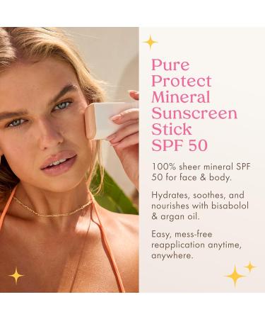 Kopari PURE PROTECT 100% Mineral Sunscreen Stick SPF 50+ Clear Zinc Oxide Face and Body Sunscreen with Hydrating Argan Oil Shea Butter Sheer Finish Ultra-Portable for Easy Reapplication - Buy Online on GoSupps.com