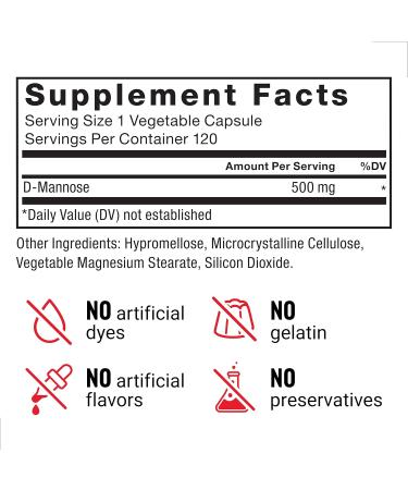 Buy FORCE FACTOR D Mannose 500mg - Premium Urinary Tract Health Supplement for Men & Women Vegan Non-GMO - 120 Capsules - Buy Online on GoSupps.com