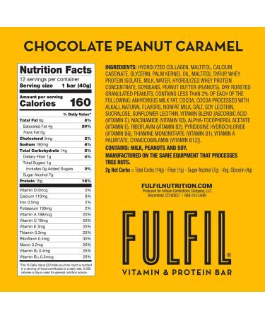 FULFIL Vitamin & Protein Snack Bars Variety Pack - 15g Protein, 8 Vitamins with Vitamin C - 12 Count - Buy Online on GoSupps.com