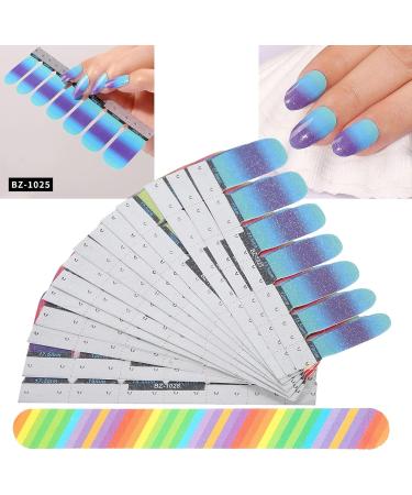 Agatige 14 Sheet Full Wraps Nail Polish Stickers Nail Gel Polish Strips Self-Adhesive Gradient Color Full Nail 3D Gradient Color Sticker Sheets for Nail Wrap Stickers Decals - Buy Online on GoSupps.com